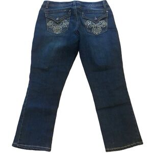 NINE WEST EMBELLISHED DENIM CROPPED JEANS BLUE SIZE 8